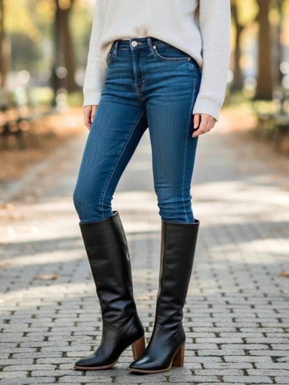 Banana Republic Factory Black Knee-High Heeled Leather Boots NWT